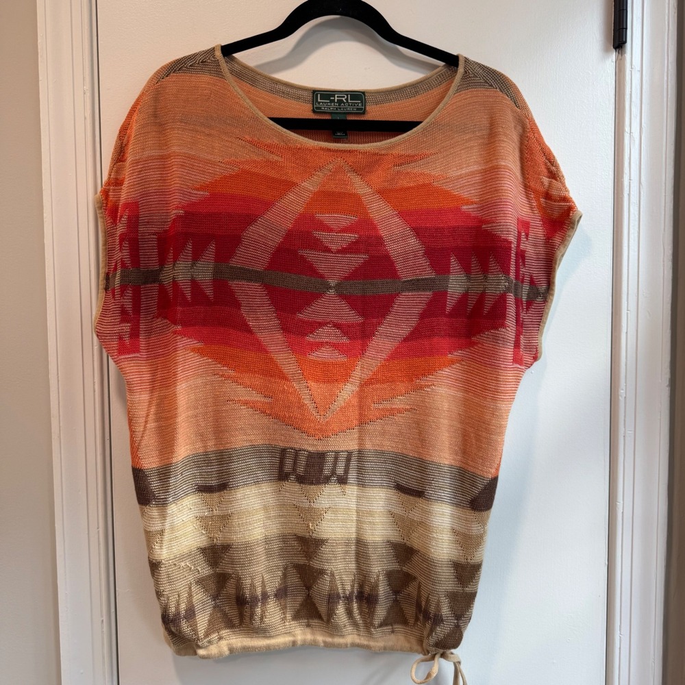 Lauren‎ Ralph Lauren Active Knit Top Southwestern Geometric size Large